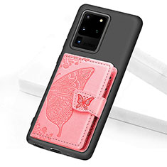 Funda Silicona Carcasa Ultrafina Goma con Magnetico S11D para Samsung Galaxy S20 Ultra Oro Rosa