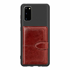 Funda Silicona Carcasa Ultrafina Goma con Magnetico S13D para Samsung Galaxy S20 Marron