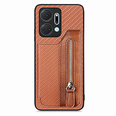 Funda Silicona Carcasa Ultrafina Goma con Magnetico S6D para Huawei Honor X7a Marron