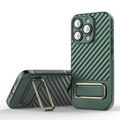 Funda Silicona Carcasa Ultrafina Goma con Soporte KC1 para Apple iPhone 13 Pro Max Verde