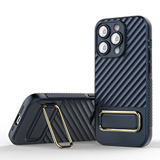 Funda Silicona Carcasa Ultrafina Goma con Soporte KC1 para Apple iPhone 16 Pro Azul