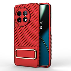 Funda Silicona Carcasa Ultrafina Goma con Soporte KC1 para OnePlus 11 5G Rojo