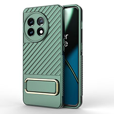 Funda Silicona Carcasa Ultrafina Goma con Soporte KC1 para OnePlus 11 5G Verde