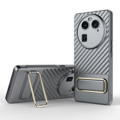 Funda Silicona Carcasa Ultrafina Goma con Soporte KC1 para Oppo Find X6 Pro 5G Gris