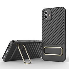 Funda Silicona Carcasa Ultrafina Goma con Soporte KC1 para Samsung Galaxy M04 Negro