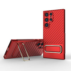 Funda Silicona Carcasa Ultrafina Goma con Soporte KC1 para Samsung Galaxy S23 Ultra 5G Rojo