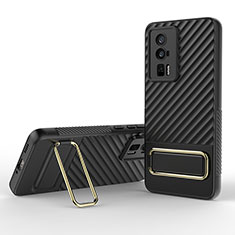 Funda Silicona Carcasa Ultrafina Goma con Soporte KC1 para Xiaomi Poco F5 Pro 5G Negro