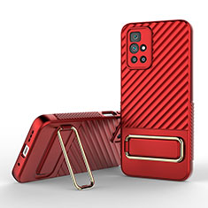 Funda Silicona Carcasa Ultrafina Goma con Soporte KC1 para Xiaomi Redmi 10 Prime Rojo