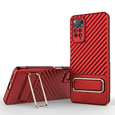 Funda Silicona Carcasa Ultrafina Goma con Soporte KC1 para Xiaomi Redmi Note 11 Pro 5G Rojo