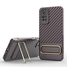 Funda Silicona Carcasa Ultrafina Goma con Soporte KC1 para Xiaomi Redmi Note 11S 4G Marron