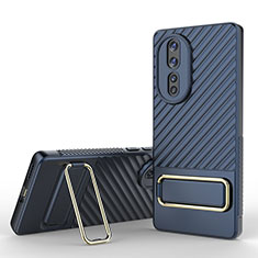 Funda Silicona Carcasa Ultrafina Goma con Soporte KC3 para Huawei Honor 80 5G Azul