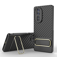 Funda Silicona Carcasa Ultrafina Goma con Soporte KC3 para Huawei Honor 80 5G Negro