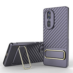 Funda Silicona Carcasa Ultrafina Goma con Soporte KC3 para Huawei Honor 80 5G Purpura Claro