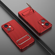 Funda Silicona Carcasa Ultrafina Goma con Soporte KC3 para Oppo K11x 5G Rojo