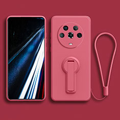 Funda Silicona Carcasa Ultrafina Goma con Soporte para Huawei Honor Magic4 5G Rosa Roja