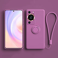 Funda Silicona Carcasa Ultrafina Goma con Soporte para Huawei P60 Pro Morado