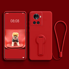 Funda Silicona Carcasa Ultrafina Goma con Soporte para OnePlus 10R 5G Rojo