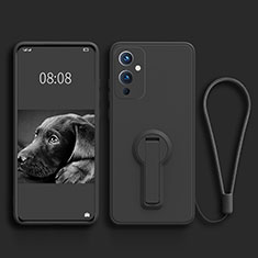 Funda Silicona Carcasa Ultrafina Goma con Soporte para OnePlus 9 5G Negro