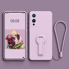 Funda Silicona Carcasa Ultrafina Goma con Soporte para OnePlus 9 5G Purpura Claro