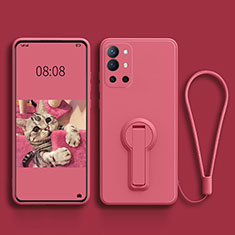 Funda Silicona Carcasa Ultrafina Goma con Soporte para OnePlus 9R 5G Rosa Roja