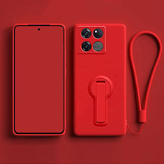 Funda Silicona Carcasa Ultrafina Goma con Soporte para OnePlus Ace Pro 5G Rojo