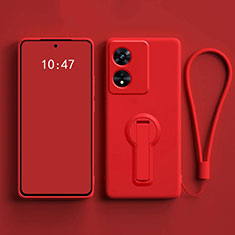 Funda Silicona Carcasa Ultrafina Goma con Soporte para Oppo A1 5G Rojo