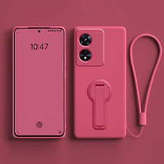 Funda Silicona Carcasa Ultrafina Goma con Soporte para Oppo A1 5G Rosa Roja