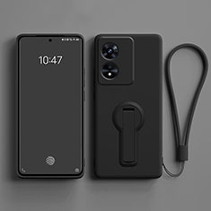 Funda Silicona Carcasa Ultrafina Goma con Soporte para Oppo A1 Pro 5G Negro