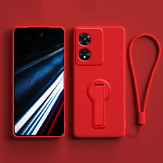 Funda Silicona Carcasa Ultrafina Goma con Soporte para Oppo A38 Rojo