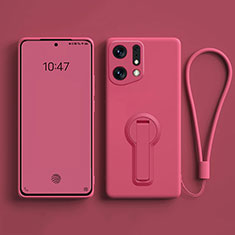 Funda Silicona Carcasa Ultrafina Goma con Soporte para Oppo Find X5 5G Rosa Roja