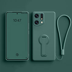 Funda Silicona Carcasa Ultrafina Goma con Soporte para Oppo Find X5 5G Verde Noche