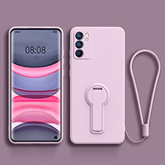 Funda Silicona Carcasa Ultrafina Goma con Soporte para Oppo Reno6 5G Purpura Claro