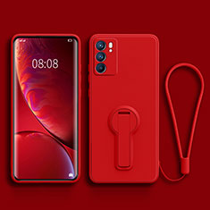 Funda Silicona Carcasa Ultrafina Goma con Soporte para Oppo Reno6 5G Rojo