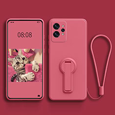 Funda Silicona Carcasa Ultrafina Goma con Soporte para Realme GT2 Pro 5G Rosa Roja