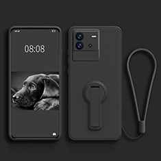 Funda Silicona Carcasa Ultrafina Goma con Soporte para Vivo iQOO Neo6 SE 5G Negro