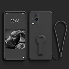 Funda Silicona Carcasa Ultrafina Goma con Soporte para Vivo V21 5G Negro