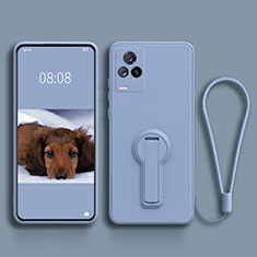 Funda Silicona Carcasa Ultrafina Goma con Soporte para Vivo V21s 5G Gris Lavanda