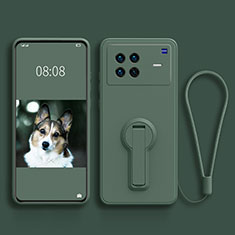 Funda Silicona Carcasa Ultrafina Goma con Soporte para Vivo X Note Verde Noche