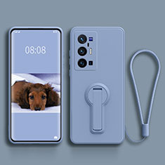 Funda Silicona Carcasa Ultrafina Goma con Soporte para Vivo X70 Pro+ Plus 5G Gris Lavanda