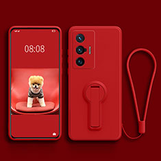 Funda Silicona Carcasa Ultrafina Goma con Soporte para Vivo X70t Rojo