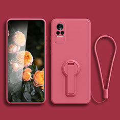 Funda Silicona Carcasa Ultrafina Goma con Soporte para Xiaomi Civi 1S 5G Rosa Roja