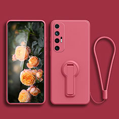 Funda Silicona Carcasa Ultrafina Goma con Soporte para Xiaomi Mi 10S 5G Rosa Roja