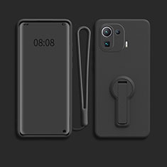 Funda Silicona Carcasa Ultrafina Goma con Soporte para Xiaomi Mi 11 Pro 5G Negro