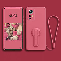 Funda Silicona Carcasa Ultrafina Goma con Soporte para Xiaomi Mi 12 5G Oro Rosa