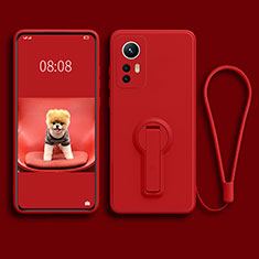 Funda Silicona Carcasa Ultrafina Goma con Soporte para Xiaomi Mi 12 5G Rojo