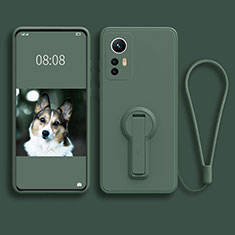 Funda Silicona Carcasa Ultrafina Goma con Soporte para Xiaomi Mi 12 5G Verde