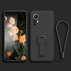 Funda Silicona Carcasa Ultrafina Goma con Soporte para Xiaomi Mi 12T Pro 5G Negro