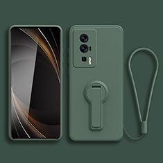 Funda Silicona Carcasa Ultrafina Goma con Soporte para Xiaomi Poco F5 Pro 5G Verde Noche