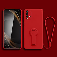 Funda Silicona Carcasa Ultrafina Goma con Soporte para Xiaomi Redmi 9T 4G Rojo