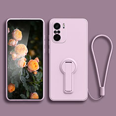 Funda Silicona Carcasa Ultrafina Goma con Soporte para Xiaomi Redmi K40 Pro+ Plus 5G Purpura Claro